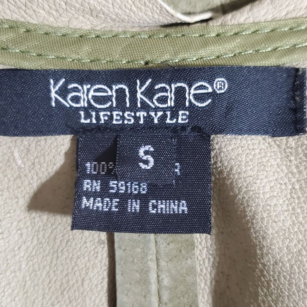 Karen Kane Lifestyle Suede Jacket Small Laser Cut Sage Green Blazer Tie Front - Picture 12 of 15